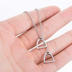 JOYID Stainless Steel Double Horseshoe Pendant Necklace Simple Horse Stirrup Jewelry for Women Girls Gift