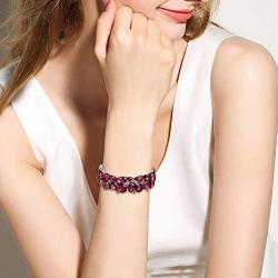 EVER FAITH Womens Wedding Party Jewelry Austrian Crystal 2 Layer Teardrop Stretch Bracelet for Her