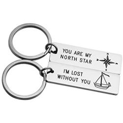 Meibai 2Pcs His and Her Couples Keychains Set Personalized Couples Gift Valentines Birthday Gift for Boyfriend Girlfriend