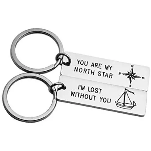 Meibai 2Pcs His and Her Couples Keychains Set Personalized Couples Gift Valentines Birthday Gift for Boyfriend Girlfriend