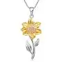 Annie & Kevin 925 Sterling Silver Sunflower Anklets/Bracelets/Necklaces/Earrings/Jewelry Set/Yellow Gold Plated CZ Flower with Jewelry Gift Box for Women