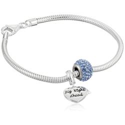 Disney Cinderella Charm and Light Sapphire Crystal Bead Bundle Charm Bracelet, 7.5''