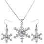 Snowflake Necklace and Dangle Earrings Christmas Jewelry Gift Set for Winter Fashion, Women Teens Stocking Stuffer Ideas