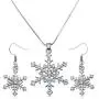 Snowflake Necklace and Dangle Earrings Christmas Jewelry Gift Set for Winter Fashion, Women Teens Stocking Stuffer Ideas