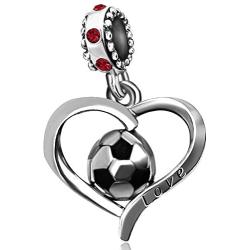 JMQJewelry Heart Football Charms Soccer FIFA World Cup Sport 3Colors Beads Charms for Bracelets Women Jewelry