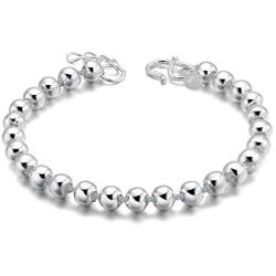 Women Jewelry 925 Sterling Silver Plated String Beads Beaded Chain Bracelets