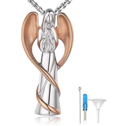Cremation Ashes Jewelry Keepsake Memorial Urn Necklace Guardian Angel Has You in Her Arms