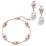Mariell CZ Bridal Bracelet & Matching Earrings, Rose Gold Jewelry Set Adjustable Bracelet 7 ¼'' to 8 ¾''