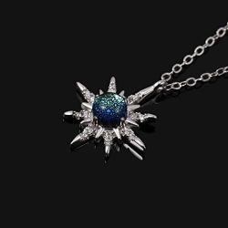 Starburst Star Pendant Necklace - Blue Topaz Sapphire Opal Necklaces for Women Wife - Celestial North Star Pendant Necklace for Valentines Day/Mothers Day/Anniversary/Wedding/Special Occasions