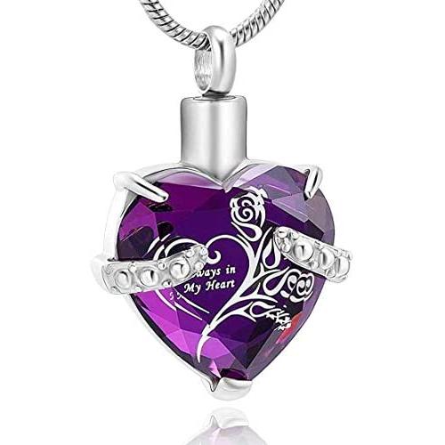 LYFML Heart Crystal Cremation Jewelry Urn Necklace for Ashes, Keepsake Pendant Made of Titanium Steel Support for Customization, Come with Filling Kit