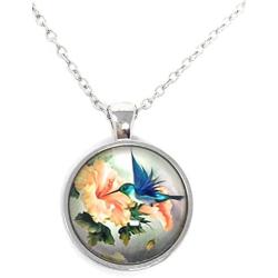 Blazing Autumn Necklace/Humming Bird Silver Pendant Necklace
