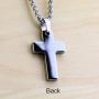 MJ Metals Jewelry Personalized Tungsten Carbide Hawaiian Koa Wood Cross Pendant Necklace 18'' to 20'' SS Wheat Chain