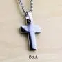 MJ Metals Jewelry Personalized Tungsten Carbide Hawaiian Koa Wood Cross Pendant Necklace 18'' to 20'' SS Wheat Chain MJ Metals Jewelry Personalized Tungsten Carbide Hawaiian Koa Wood Cross Pendant Necklace 18'' to 20'' SS Wheat Chain
