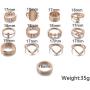 CSIYAN 9-15 Pieces Stackable Knuckle Ring Set,Boho Vintage Crystal Stacking Midi Finger Rings for Women Teen Girls Fashion Multiple Rings Pack Size 5-10