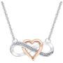 Womens & Ladies Two-Tone 10k Rose Gold Heart Interlocking W/Sparkling Diamond Adorned Infinity Symbol Pendant Necklace, 1/15 ctw (Carat Total Weight) Diamond Filled Infinity Symbol, 17'' Inch Long