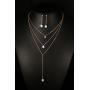 Mealguet Jewlery 3 Layers Multilayer Cubic Zirconia Charm Lariat Sexy Long Chain Y Necklace Dangle Earrings Jewelry Set