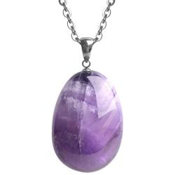iSTONE Gemstone Crystal Necklace for Women Healing Stone Pendant Jewelry for Men Pendulum Divination Energy Healing Crystals Chakra Stones Necklace (20 Inches Stainless Steel Chain)