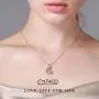 T400 925 Sterling Silver Cat Dog Fox Swan Pendant Necklace with Dancing Diamond Stone Cubic Zirconia Birthday Gift for Women Girls
