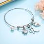 Ursteel Dog Mom Gifts for Women, Cubic Zirconia Paw Print Initial Charm Bracelet for Women Cat Dog Lover Gifts, Mothers Day Valentines Gifts for Dog Mom