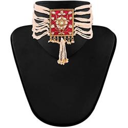 I Jewels Gold Plated Indian Bollywood Padmavati Pearl & Kundan Necklace with Earrings for Women (ML118)
