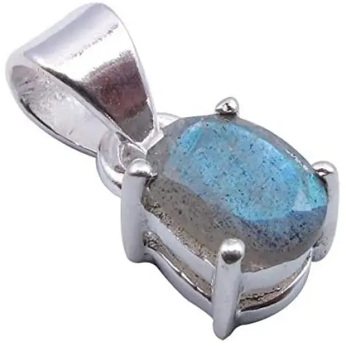 SilverStarJewel 925 Sterling Silver Labradorite Necklace Pendant 1.8 cm Gems Jewelry SilverStarJewel 925 Sterling Silver Labradorite Necklace Pendant 1.8 cm Gems Jewelry