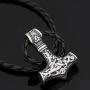 CANNE Thors Hammer Odin Mjolnir Viking Stainless Steel Necklace Pendant Norse Celtic Amulet Jewelry Necklace for Men Women