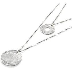 Multi-Layer 925 Silver Necklace with Hammered Textured Wheel & Circle Pendants, 22.5''