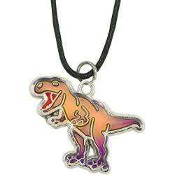Fun Jewels Handmade T-Rex Dinosaur Pendant Color Change Mood Necklace For Boys Girls Animal Jewelry