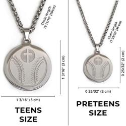 Luke 1:37 Baseball Cross Necklace and Pendant Stainless Steel for Athletes with Bible Quote Prayer | Christian Gift for Boys and Girls Smaller Size