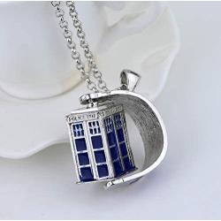 BAUNA Doctor Who Inspired Gift 3D Tardis Charms Pendant Necklace Police Box Charm Jewelry Tardis Gift