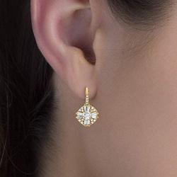 MIA SARINE Sterling Silver Cluster Drop Antique Look Cubic Zirconia Leverback Earrings for Women