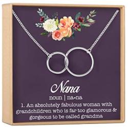 Nana Gift Necklace: Nana Jewelry, Mothers Day Gift for Grandma, Mimi, 2 Interlocking Circles (silver-plated-brass, NA)