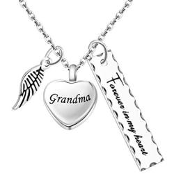 XIUDA Cremation Necklace for Ashes Heart Urn Necklace Memorial Ash Necklace Stainless Steel Cremation Jewelry-Forever in My Heart