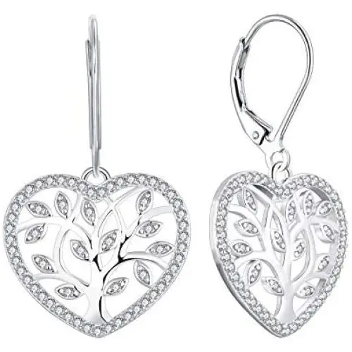 YL Tree Necklace 925 Sterling Silver Created Emerald/Sapphire/Garnet/Amethyst/Zirconia Pendant Round Halo Family Life of Jewelry