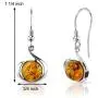 Baltic Amber Fishhook Earrings Sterling Silver Cognac Color Round Shape Baltic Amber Fishhook Earrings Sterling Silver Cognac Color Round Shape