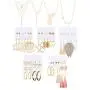 Hanpabum Fashion Jewelry Set for Women Layered Necklace with Hoop Dangle Tassel Leather Earring Lotus Ear Jacket