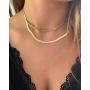 Tewiky 14k Gold Plated/Silver Flat Snake Necklace Punk Flexible Herringbone Chain Choker Dainty Jewelry Necklace for Women Girls 1.5/5MM(W) 14''/16''(L)