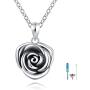 ACJFA Sterling Silver Rose Flower Cremation Urn Pendant Necklace Keepsake Ashes Memorial Jewelry for Women