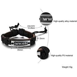 PJ Jewelry 2 Pack Religious What Would Jesus Do WWJD Braided Leather Bracelet Wristband for Men