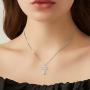 SOULMEET Matching Cross Sterling Silver Couple Necklace with Diamond Cut Round Cubic Zirconia Always Be with You Cross Faith Jewelry Gift Idea
