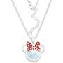 Disney Birthstone Women and Girls Jewelry Minnie Mouse Silver Plated Shaker Pendant Necklace, 18+2'' Extender