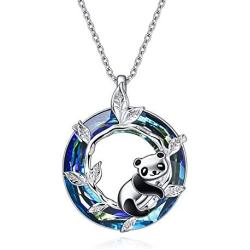 ONEFINITY Panda Gifts Sterling Silver Panda Necklace Panda Crystal Pendant Jewelry for Women