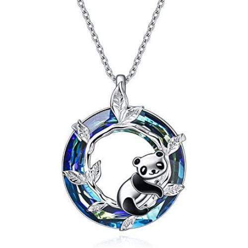 ONEFINITY Panda Gifts Sterling Silver Panda Necklace Panda Crystal Pendant Jewelry for Women