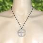 Sun Wheel Solar Cross Circle Jewelry Neo-paganism Norse Viking Celtic Wicca Pagan Protection Amulet Silver Pewter Unisex Mens Pendant Necklace Medallion Charm for men Black Adjustable Cord