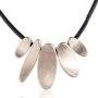 Chunky Silver Gold Pendant Black Leather Choker Necklace for Women Fashion Jewelry