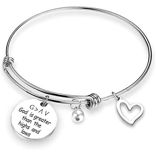 TOGON God is Greater Than The Highs and Lows Christian Bracelet Baptism Gift Quotes Gift Christian Inspirational Jewelry Gift
