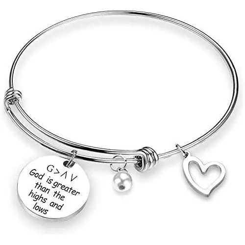 TOGON God is Greater Than The Highs and Lows Christian Bracelet Baptism Gift Quotes Gift Christian Inspirational Jewelry Gift TOGON God is Greater Than The Highs and Lows Christian Bracelet Baptism Gift Quotes Gift Christian Inspirational Jewelry Gift