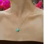 Jovono Blue Turquoise Pendant Necklaces Dainty Necklace Chain Jewelry for Women and Girls (Silver)