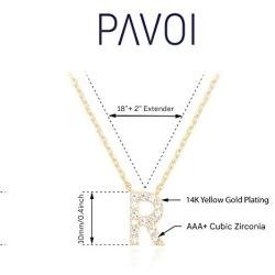PAVOI 14K Yellow Gold Plated Cubic Zirconia Initial Necklace | Letter Necklaces for Women