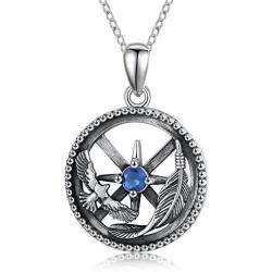 JUSTKIDSTOY Eagle Necklace for Men 925 Sterling Silver Steering Wheel Pendant Jewelry Hawk Necklace for Birthday